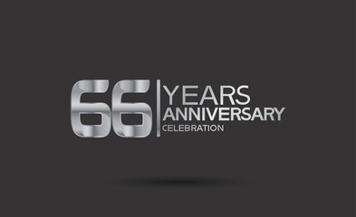 66 years anniversary logotype with silver color isolated on black background. vector for template party and company celebration
