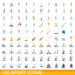 Fototapeta na wymiar 100 sport icons set. Cartoon illustration of 100 sport icons vector set isolated on white background