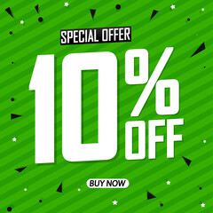 Sale 10% off, poster design template, discount banner, special offer, vector illustration 