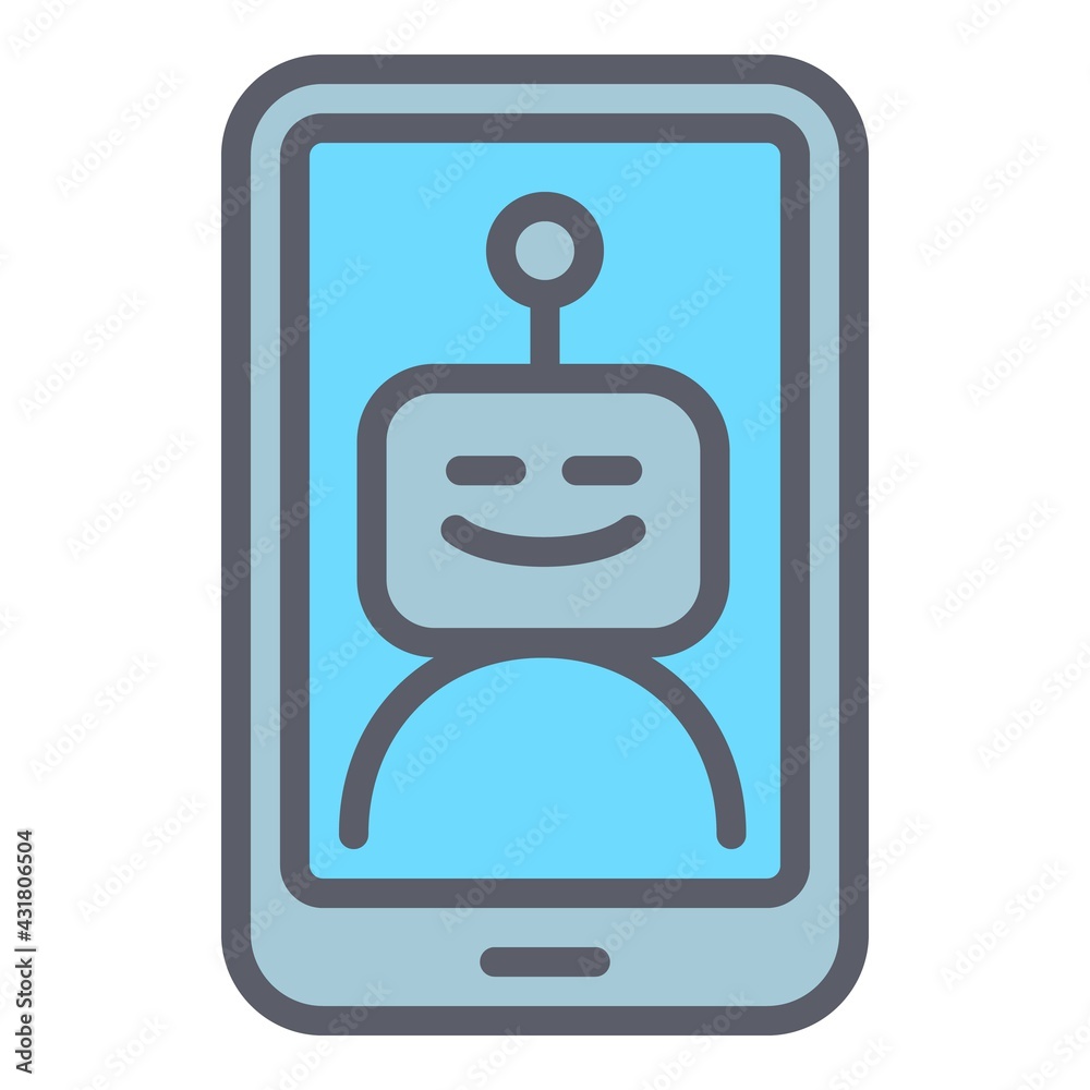 Poster smiling chatbot icon. outline smiling chatbot vector icon for web design isolated on white backgroun
