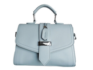 Women's handbag in light blue color. Insulated bag on a white background.