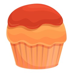 Caramel muffin icon. Cartoon and flat of Caramel muffin vector icon for web design isolated on white background