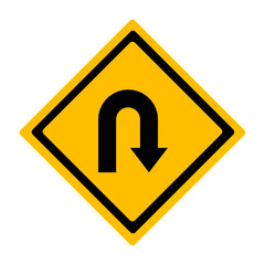 Traffic symbol indicating a right U-turn. Vector design.