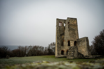 Church of Our Lady ruins in Dörgicse, Church ruin in winter