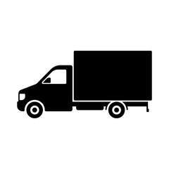 Van icon. Low-tonnage truck. Black silhouette. Side view. Vector simple flat graphic illustration. The isolated object on a white background. Isolate.