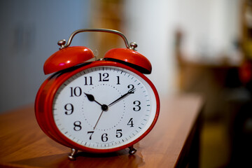 Naklejka premium old isolated mechanical alarm clock from czechoslovakia