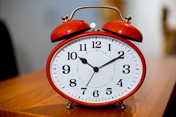 old isolated mechanical alarm clock from Czechoslovakia
