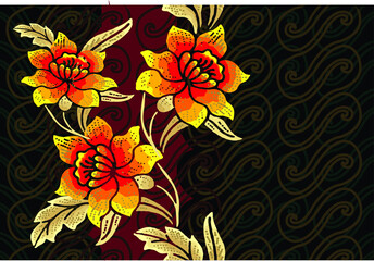 Indonesian batik motifs with very distinctive plant patterns