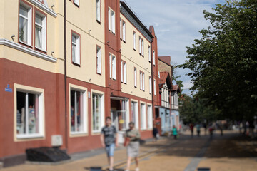 Street view of a Zelenogradsk, former Cranz, coastal resort, Zelenogradsky District, Kaliningrad Oblast, Russia, Sambian coastline, near Curonian Spit on the Baltic Sea