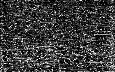 Glitch noise effect. Broken video signal. White noise texture. Abstract static TV template. Analog television error. Retro screen wallpaper. Vector illustration