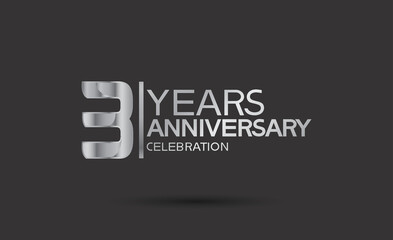 Fototapeta premium 3 years anniversary logotype with silver color isolated on black background. vector can be use for party, company special event and celebration moment