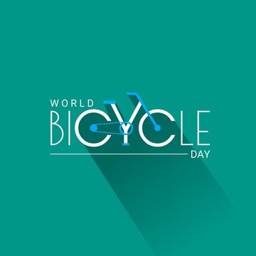Bicycle icon, with long shadow, as a banner, poster, printed t-shirt or world bicycle day template, vector illustration.