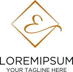 Initial E Letter Rhomb Handwriting Logo