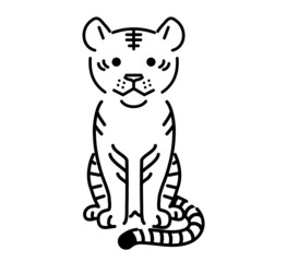 座るトラのイラスト 正面