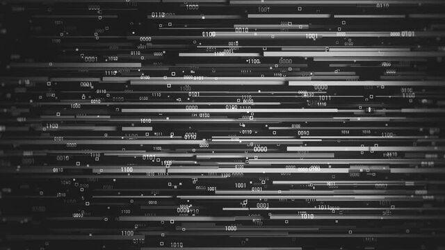 Digital Data Dark Background. Binary code and geometric abstraction. Looped video.