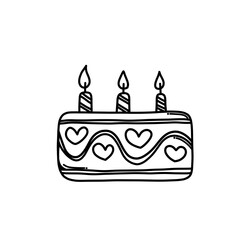 Cake Doodle vector icon. Drawing sketch illustration hand drawn cartoon line eps10