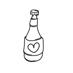 Alcohol bottle Doodle vector icon. Drawing sketch illustration hand drawn cartoon line eps10