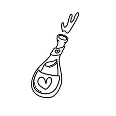 Alcohol bottle Doodle vector icon. Drawing sketch illustration hand drawn cartoon line eps10