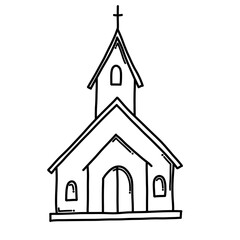 Church Doodle vector icon. Drawing sketch illustration hand drawn cartoon line eps10