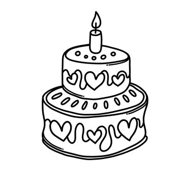 Cake Doodle vector icon. Drawing sketch illustration hand drawn cartoon line eps10