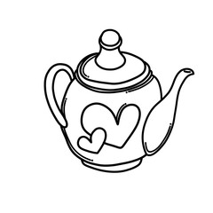 Teapot with heart Doodle vector icon. Drawing sketch illustration hand drawn cartoon line eps10