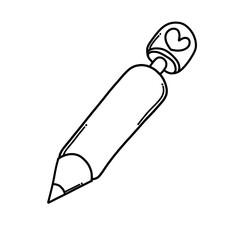 Pen with heart Doodle vector icon. Drawing sketch illustration hand drawn cartoon line eps10