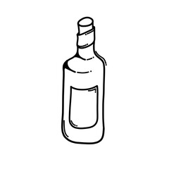 Alcohol bottle Doodle vector icon. Drawing sketch illustration hand drawn cartoon line eps10