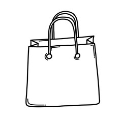 Shopping bag Doodle vector icon. Drawing sketch illustration hand drawn cartoon line eps10