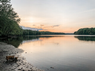 sunset over the river