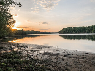 sunset over the river