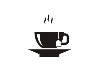 Tea cup. Simple illustration in black and white.