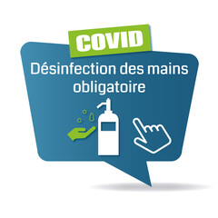 Logo désinfection des mains obligatoire.