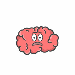 Cute Brain Character Flat Cartoon Vector Template Design Illustration