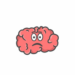 Cute Brain Character Flat Cartoon Vector Template Design Illustration