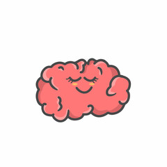 Cute Brain Character Flat Cartoon Vector Template Design Illustration