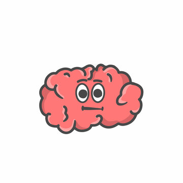 Cute Brain Character Flat Cartoon Vector Template Design Illustration