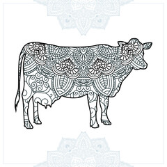 Animal Mandala. Vintage decorative elements. Oriental pattern, vector illustration.
