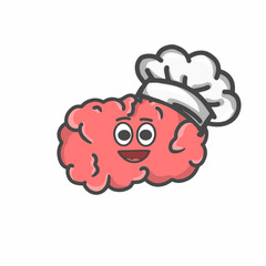 Cute Brain Character Flat Cartoon Vector Template Design Illustration