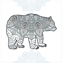 Animal Mandala. Vintage decorative elements. Oriental pattern, vector illustration.