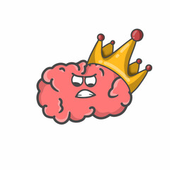 Cute Brain Character Flat Cartoon Vector Template Design Illustration