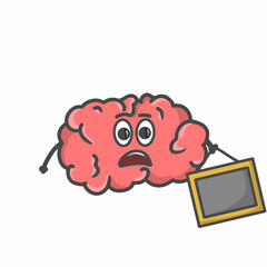 Cute Brain Character Flat Cartoon Vector Template Design Illustration