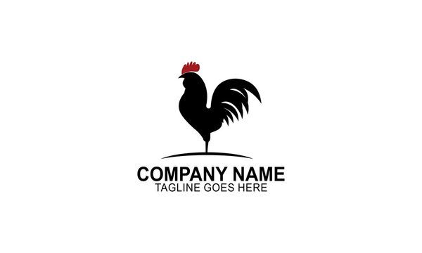 Rooster, chicken logo character. vector flat illustration