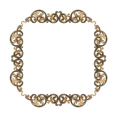 Pattern of flower carved frame on white background