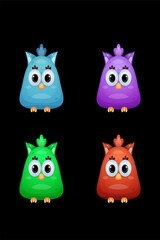 Set a cute and lovely baby owl vector