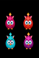Set a cute and lovely baby owl vector