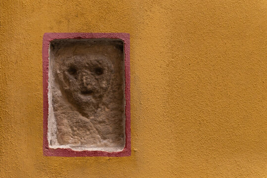 Bas-relief on one of the walls of the city of Barga. Many legends and superstitions are associated with this person.