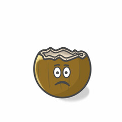 Cute Coconut Character Flat Cartoon Vector Template Design Illustration