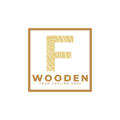 Letter F with Wooden Texture and Square Shape Logo. Usable for Business, Architecture, Real Estate, Construction and Building Logos