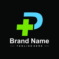 Fototapeta premium letter p with medical pulse logo design modern creative idea 