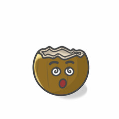 Cute Coconut Character Flat Cartoon Vector Template Design Illustration